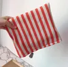 50pcs sacs de maquillage femmes toile rayures imprime grande capacité sac cosmétique mélange couleur fermeture éclair voyage pochette