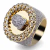 Mens Hip Hop Iced Out Stones Rings High Quality Simulation Diamond Fashion Gold Ring Jewelry
