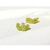 Natural Peridot Lace 925 Sterling Silver Gold Color Earrings Green Stone Sparkling August Birth Stone Earrings For Gift