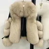 womens long leather fur coat
