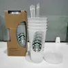 24OZ / 710 ml Kleurverandering Tumblers Plastic Drinken Juice Cup met Lip en Stro Magic Koffiemok Costom Starbucks Kleur Veranderende Plastic Cups