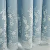 韓国のダブルブラックアウトカーテン刺繍入りシアー1ピースリビングルームベッドルーム窓装飾エレガントな暗くドレープLJ201224