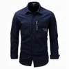 2020 New Men s Slim Fit Chemises Habillées Masculina Business Manches Longues Armée Casual Turn Down Neck Shirt Automne Denim Shirt 3XL LJ200925