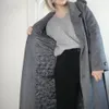 UK Spring Nuovo design Donna Semplice Cappotto maxi in lana lungo Abito Cappotto slim fit Cappotto casual con cintura Grigio 201218