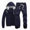 Nuovi uomini tuta invernale cappuccio giacca + pantaloni felpe set 2 pezzi felpe tuta sportiva cappotto sportivo abbigliamento sportivo