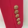 CALIDAD SUPERIOR Nuevo Diseñador Chaqueta Chaqueta Mujer Botones de León de Metal Chaqueta de Doble Botonadura Abrigo Exterior Tamaño S-XXL Rosa Roja 201201