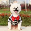 Pet Ubrania Psy Plaid Paski Koszula Koszulka Suknia Ślubna Puppy Coat Teddy Bear Pomorski Kamizelka Small-Medium Dog Cat Pet Costume W-01359