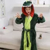 Girls Boys' Plush Hooded Bathrobe - Dinosaur Fleece Robe LJ201216