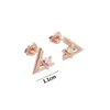 Stainless Steel Fashion Staggered Single Diamond rose gold silver Stud Earrings for Women