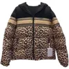 Fashion-Big Brand Winter Pu Coating Leopard Print Loose Womens Hooded Down Jacka Womens Clothing Högkvalitativ topprock