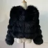 Vera pelliccia di procione naturale Cappotto corto di volpe argentata Lunghezza 50 cm Manica lunga 55 cm Inverno caldo Donna Nuovo B56 201212