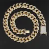 19mm 16/18/20/22/24/26inch Gold Color Bling CZ Miami Cuban Chain Necklace Bracelet Jewelry for Men Punk Jewelry Heavy Chains