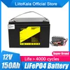 LiitoKala Lifepo4 12.8V 12V 150AH 리튬 배터리 팩 100A BMS 1200W 보트 태양 에너지 저장 골프 카트 RV 인버터 14.6V20A 충전기