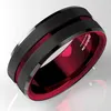 8 mm splicing zwart geborsteld wolfraamcarbide ring met comfort fit rode binnenring trouwring ring mannen sieraden delicate stijl gift270r