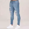 Jeans da uomo con buchi strappati Casual Nero Blu Skinny slim fit Pantaloni in denim Biker Jeans Hip Hop con Holel sexy 220115