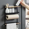 Étagère de réfrigérateur magnétique porte-rouleau de serviettes en papier support de rangement magnétique étagère à épices décorative étagère en métal organisateur de cuisine