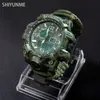 Mężczyźni Camouflage Wojskowy Zegarek 50 M Wodoodporny Zegarek Zegar Quartz Outdoor Sport Watch Compass Termometr Emergency Watch 201204