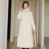 Inverno X-Long Parka para mulheres jaquetas sólidas magro álcool com capuz algodão acolchoado casacos de escritório manseau femme 201217