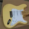 6-string electric guitar, cream paint, chrome plated metal hardware, maple with concave convex fingerboard