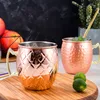 Stainless Steel Moscow Mule Mug Hammered Copper plated Drum-Type Beer Cups Coffe Cup Water Glass Drinkware WQ180-WLL