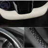 Faça você mesmo capa de volante de carro personalizado particular para Nissan Xterra Pathfinder Frontier 05-12 Costura à mão fibra de carbono suporte de couro De2644
