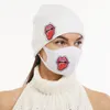 Mulheres Diamante Beanie Chapéu e Face Mask Rebite Designers Folha Estrela Chapéu de Face Máscara de Esqui Cap