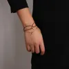 Pulsera de cadena de Metal de baile de estilo Punk con bloqueo de múltiples capas para mujer, pulseras de eslabones de Color dorado Vintage para mujer, joyería de moda