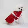 クリスマスペット犬ジャンプスーツ猫服暖かいフリースジャンパー子犬ペットパジャマ犬赤いドレス小さな大きい犬S-XXLペット用品201114