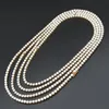 Mens Diamond Gold Tennis Chain Naszyjnik Hip Hip Iced Bling Łańcuchy Biżuteria Mężczyźni Srebrny naszyjnik ze stali nierdzewnej 245U