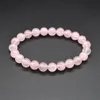 Braccialetti in rilievo in pietre di cristallo rosa naturale Braccialetti di fascino braccialetti elastici per le donne ragazza partito club gioielli yoga