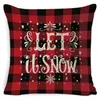 クリスマス枕ケース格子縞のリネンスロー枕カバー正方形のソファ装飾枕ヘッドレストクッションカバークリスマス枕スリップホーム