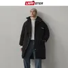 LAPPSTER Veste D'hiver Hommes Parkas Hommes Harajuku Épais Long Manteau Coupe-Vent Mode Coréenne Broderie Chaud Bulle Vestes 201203