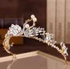 Gouden Parels Kristallen Prinses Hoofddeksels Chique Bruidstiara's Accessoires Prachtige Kristallen Parels Bruiloft Tiara's En Kronen 112207234k