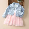 Moda 0- Vestido de bebê para menina Jacket Galze Dress Spring Autumn Autonable Fluffy Princess Dress LJ201223