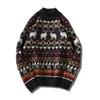 남성 스웨터 남자 크리스마스 스웨터 패션 순록 인쇄 스웨터 겨울 o 넥 슬림 풀 오버 크리스마스 점퍼 탑스