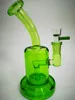 Vintage 7.5 inch Heady Original Green Glass Bong Water Roken Hookah Pipe 14mm Bubbler PERC Oil DAB Rigs kunnen klantlogo plaatsen