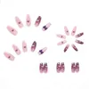False Nails Butterfly Lovely Girl Nail Art Wearable Press on Fake Nails Tips with Glue and Sticker 24pcs/box Wearing Tools As Gift 220225
