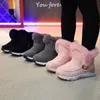 Flickor Vinter Ny Varm Plysch Foder Snö Stövlar Skor Kids Non-Slip Gummi Sole Buckle Ankel Stövlar Storlek 26-36 LJ201029