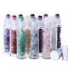 Silver Lid 10ml Clear Glass Roller Bottles For Essential Oil Eye Gel Rolling With 13 colors Stone Roller