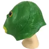 Yeşil Balık Başı Tam Maske Yenilik Lateks Hayvan Headgear Yetişkin Partisi için Açık Ağız Cospal Props