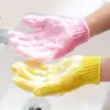 Snabb leverans badhandskar handdukar exfolierande fuktgivande skrubba lera rygg gnugga dubbelsidig spa massage kroppsvård oberoende förpackning dd