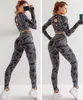 Set da Yoga da donna in 2 pezzi senza cuciture Abbigliamento da palestra Leggings fitness + Camicie corte Tuta sportiva Tuta manica lunga da donna Abbigliamento attivo