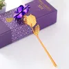 Papel de oro de 24k Lámina artificial rama flor romántica amante falso flor de rosa decoración de la boda para el regalo del día de San Valentín New1