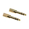 Gouden 6,35 mm mannelijke stekker naar 3,5 mm vrouwelijke jackconnectoren Stereo hoofdtelefoon audio-adapter Microfoon Aux-converter