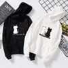 BEFORW Hoodies Unisex Black White Couple Cat Hoodie Jumper Men Women Casual Printed Sweatshirt Long Sleeve Hoodie LJ201103