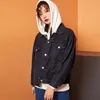 Leijijeans New Arrival Women S Plus Size 6xl Long Basic Jacket Black and Blue Single Women Sルーズ女性SブラックデニムジャケットLJ200813