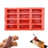 Moules de cuisson 12 cavité Silicone moule Cupcake cuisson Pan Rectangle barres énergétiques fabricant Caramel Muffin Brownie savon moule KDJK2202