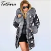 Tataria Mulheres Inverno Grosso Quente Com Capuz Parka Militar Parkas Parkas Casacos Hooded Colar Collar Jaqueta Mulher Faux Fur Velvet Jacket 201027