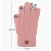 Luxus-Winterhandschuhe Frauen Finger Warm-Touch Screen-Handschuhmäppchen Nette Panda Plus Samt Dicke koreanische Strickhandschuhe