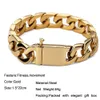 18K Or 316L Bracelet En Acier Inoxydable 15mm Cubain Lien Bracelets Pour Hommes Femmes 22CM Longueur Fitness Mouvement Bracelet273h